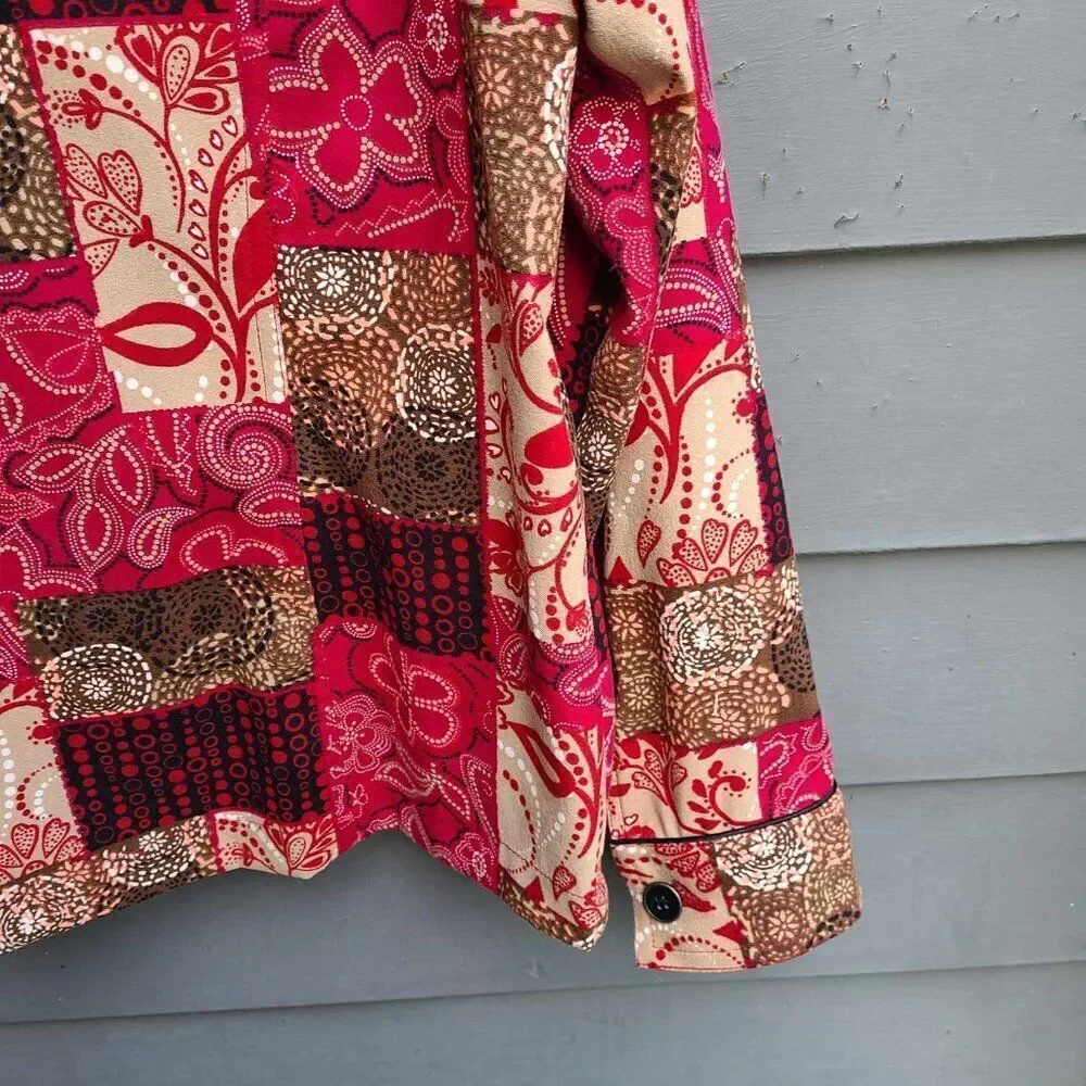 Christopher & Banks Red Brown Patchwork Lightweight Jacket Medium